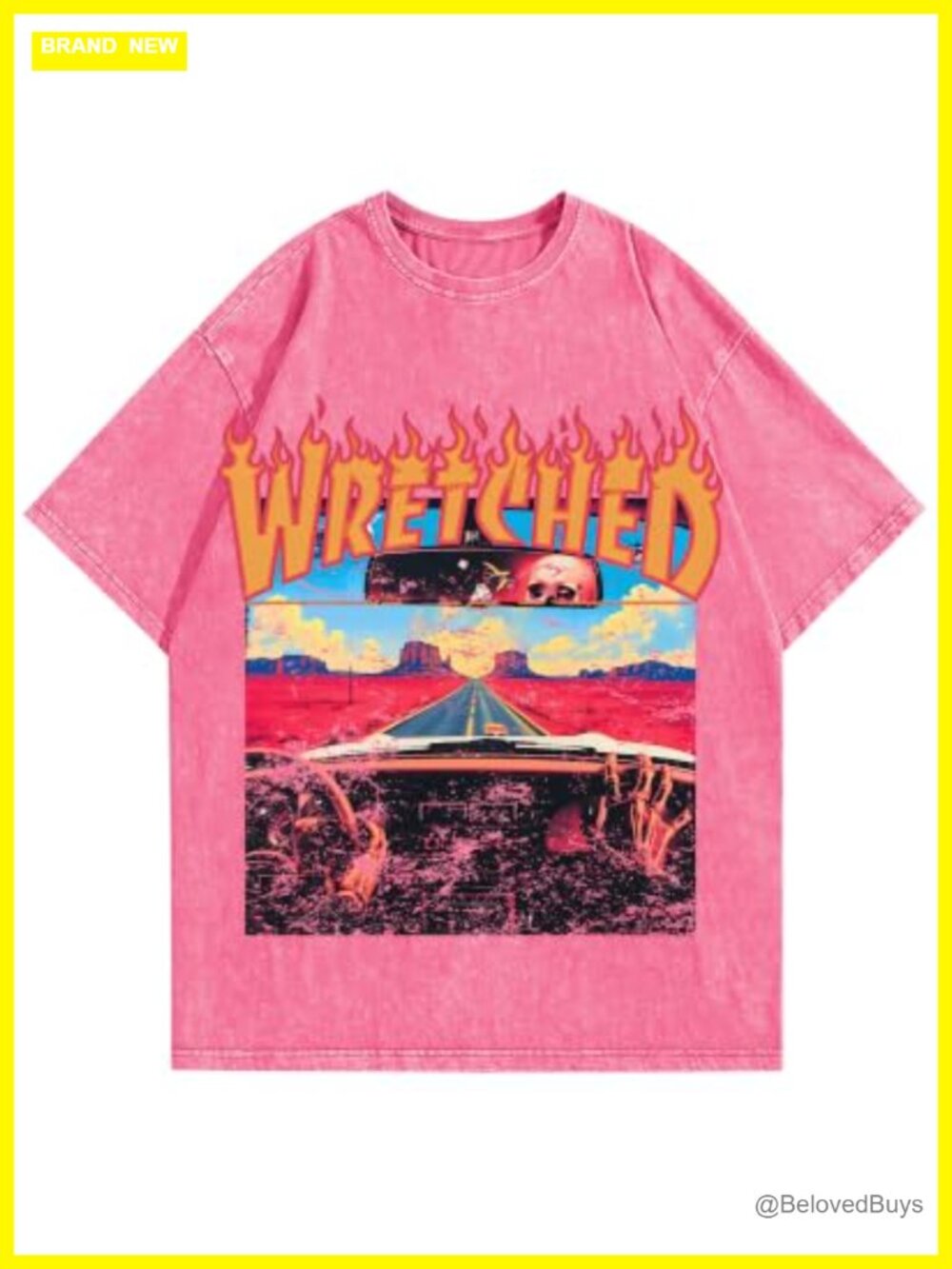 Oversized Vintage Graphic Tee Heavyweight Cotton Acid Washed Y2K Streetwear